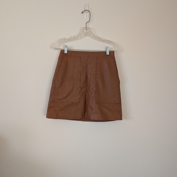 H&M Brown Leather Skirt Size 4 - Picture 1 of 3